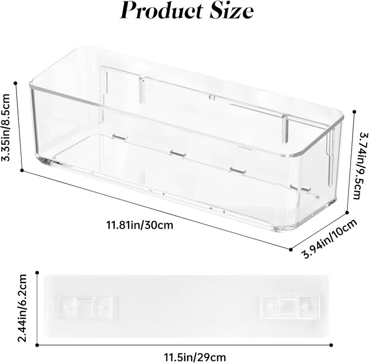 PAVSTINE Duschablage ohne Bohren Transparent, 2 Stück Duschregal Badezimmer Organizer mit Ablauföffn