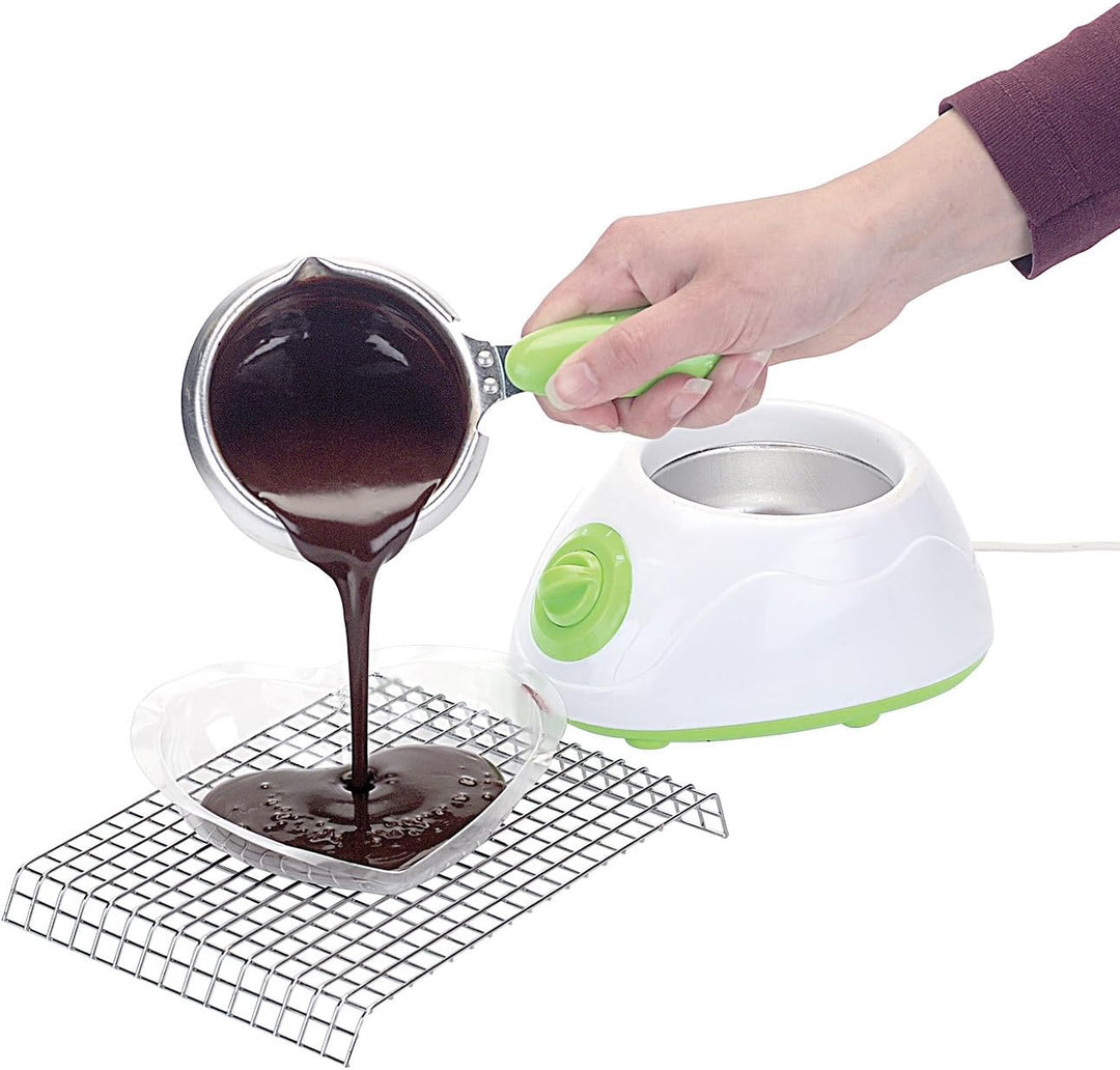 Rosenstein & Söhne Chocolatiere: Elektrische Chocolatière, Schokoladen-Schmelztopf-Set mit 32 Teilen