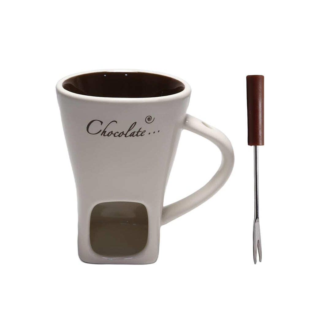 Schokoladenfondue-Becher-Set, 130 ml Keramik-Fondue-Becher, Hot Pot Melt Cup, mit Zinken, Schokolade