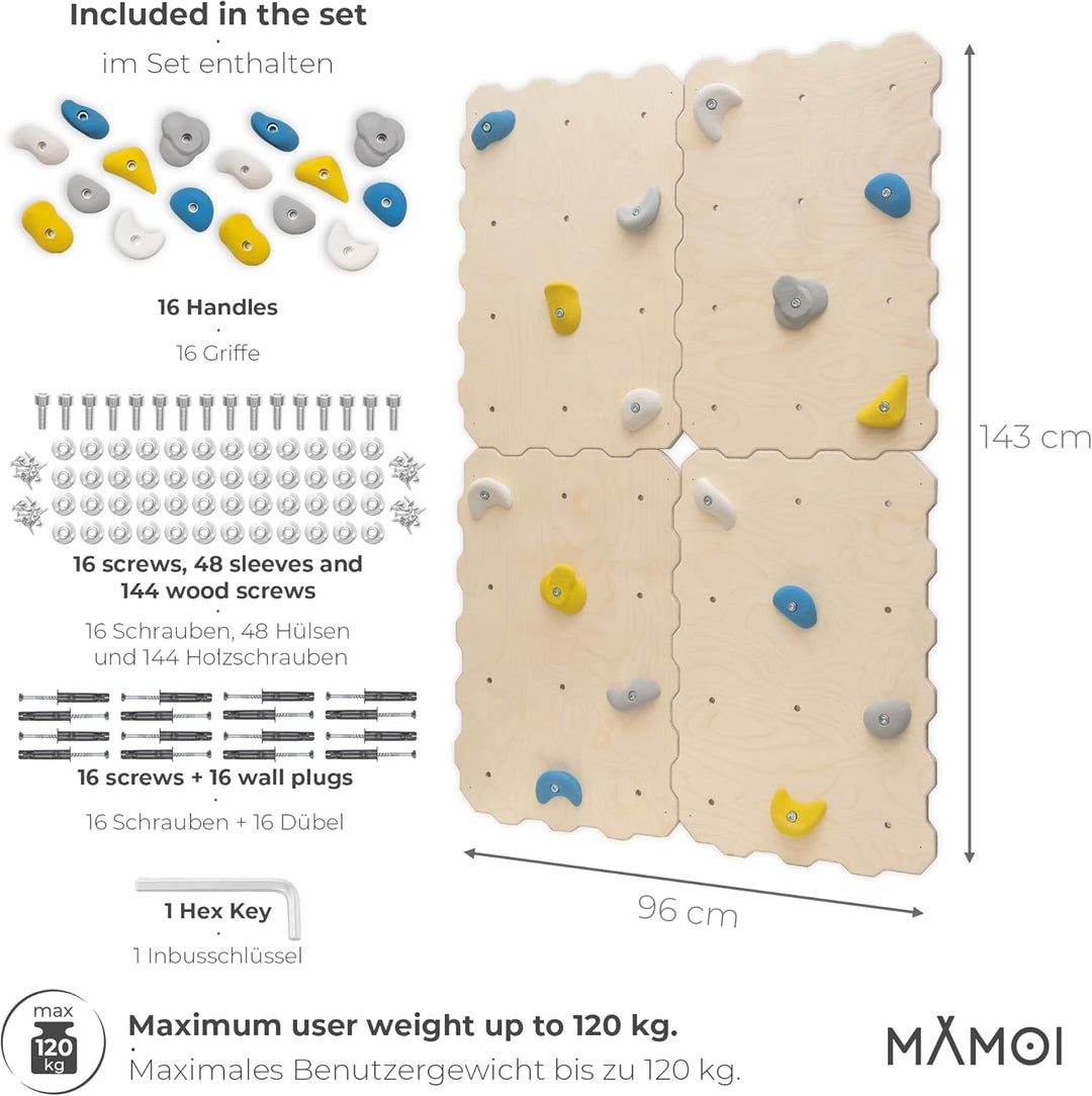MAMOI® Kletterwand für kinderzimmer, Klettergerüst und spielgeräte Indoor, Klettern mit Klettergriff