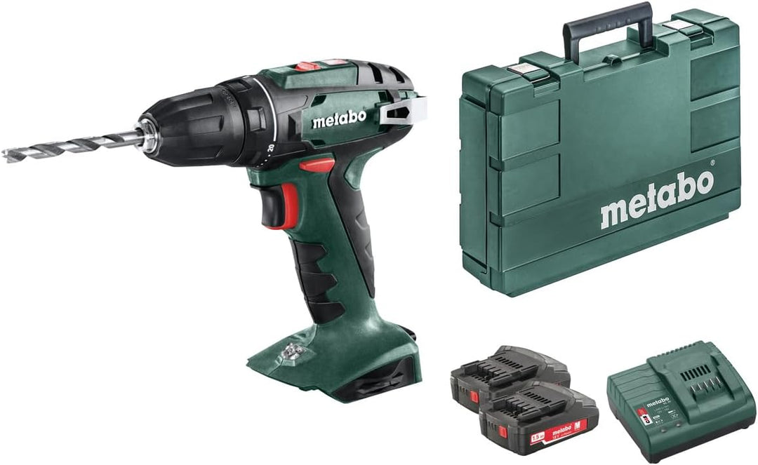 metabo Akku-Bohrschrauber BS 18-18V - 48 Nm Drehmoment, LED-Licht, Gürtelhaken - Kompakt & kraftvoll