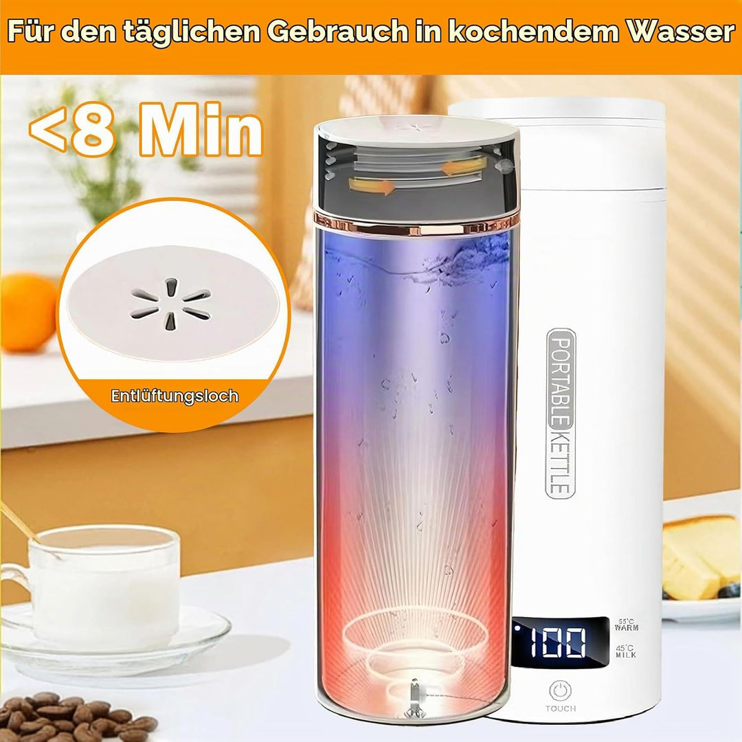 Reisewasserkocher 0.4 Liter, Tragbarer Reise Wasserkocher mit Temperatureinstellung, Elektrischer Re