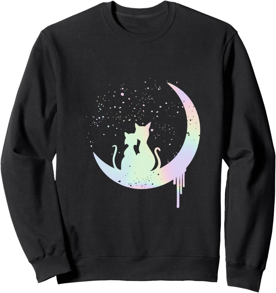 Pastell Mond - Waporwave Katzen - Pastell Goth Sweatshirt