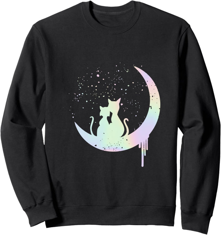 Pastell Mond - Waporwave Katzen - Pastell Goth Sweatshirt
