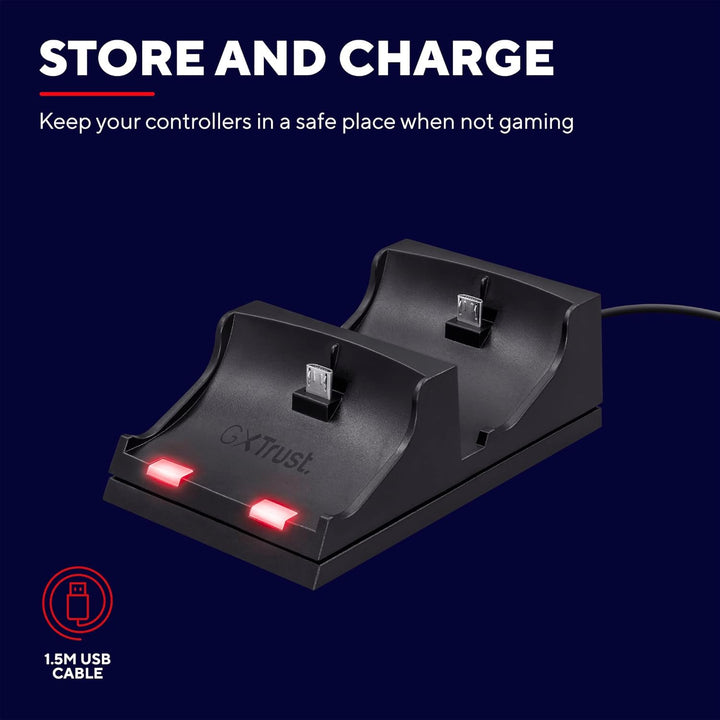 Trust Gaming 21681 GXT 235 Zweifach PlayStation 4 Ladestation schwarz PlayStation 4 mit Easy Connect