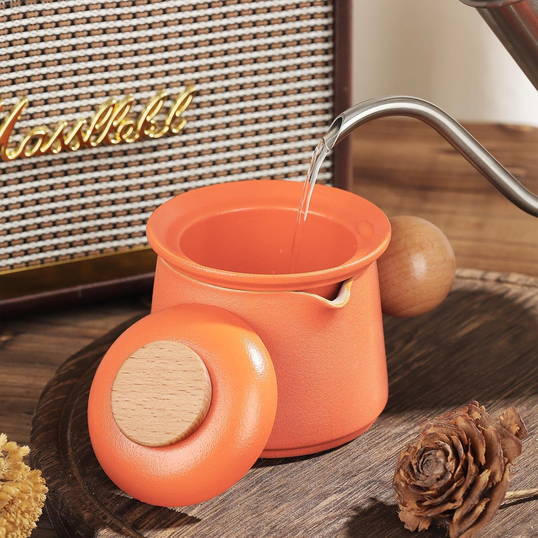 fanquare Porzellan Teeservice Orange Tragbarer Teeservice für unterwegs Chinese Kung Fu Teekanne mit