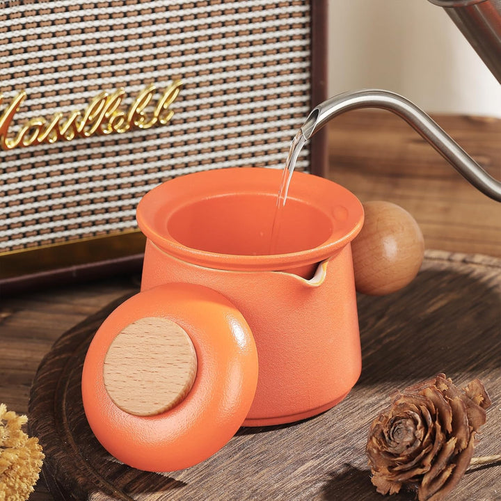 fanquare Porzellan Teeservice Orange Tragbarer Teeservice für unterwegs Chinese Kung Fu Teekanne mit