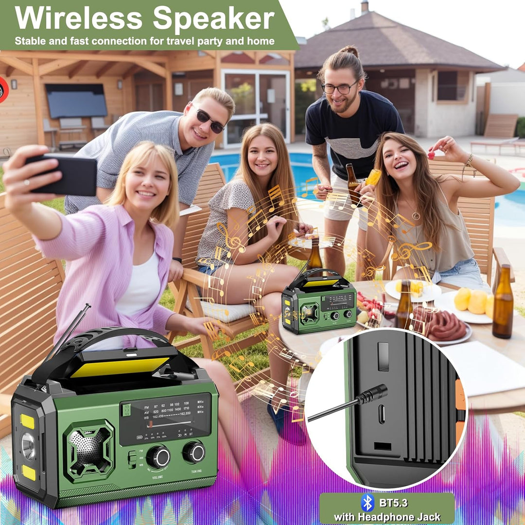 Kurbelradio - 27000mAh Notfallradio mit Kurbel und Solar, Tragbar Solar Notfall Radio mit AM/FM Empf