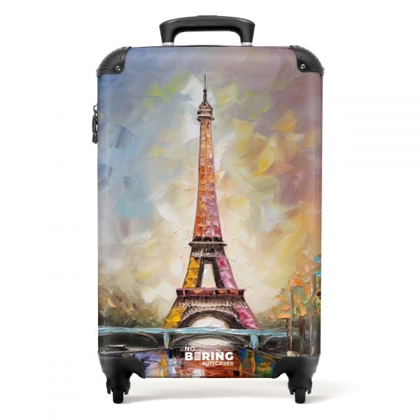 NoBoringSuitcases.com® Koffer Handgepäck Trolley Rollkoffer Kleine Reisekoffer mit 4 Rollen - Eiffel