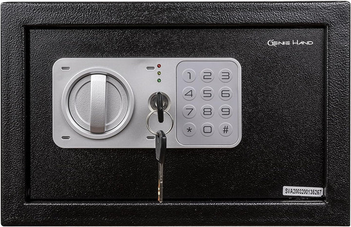 Genie Hand – Safe mit Elektronik Zahlenschloss und Schlüssel Tresor Anti-Bounce – B-Klasse-Schloss –