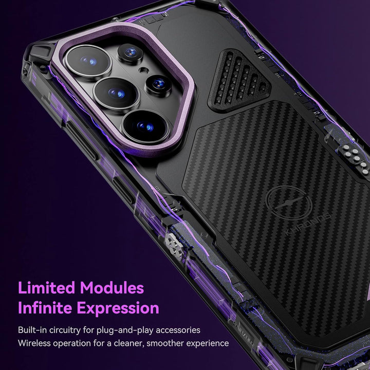Tilta Khronos Galaxy S26 Ultra Hülle Space Gray, Kamerakäfig mit Quick-Release Snap-In, integrierten