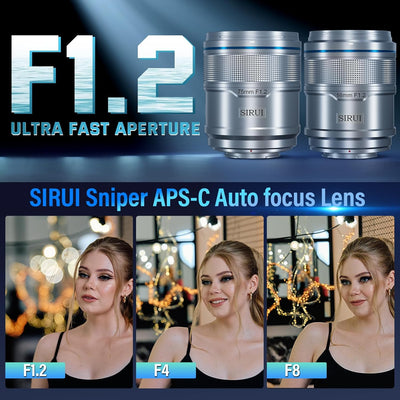 SIRUI Sniper 16mm 75mm Autofokus Objektiv Set, F1.2 Weitwinkel APS-C Kamera Objektiv für A5 A6 A7 FX