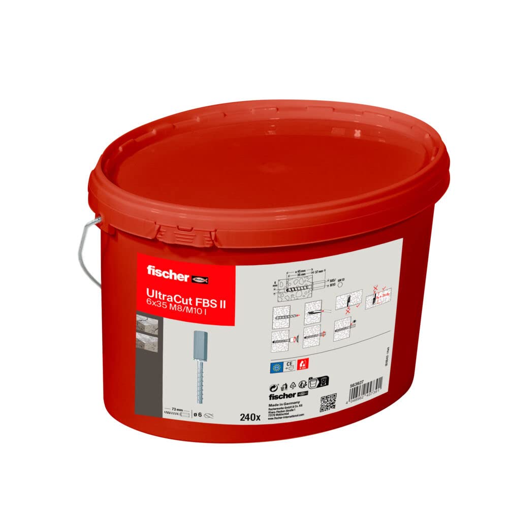 fischer UltraCut FBS II 6x35 M8/M10 I, leistungsstarke Betonschraube (240 Stk.), galvanisch verzinkt