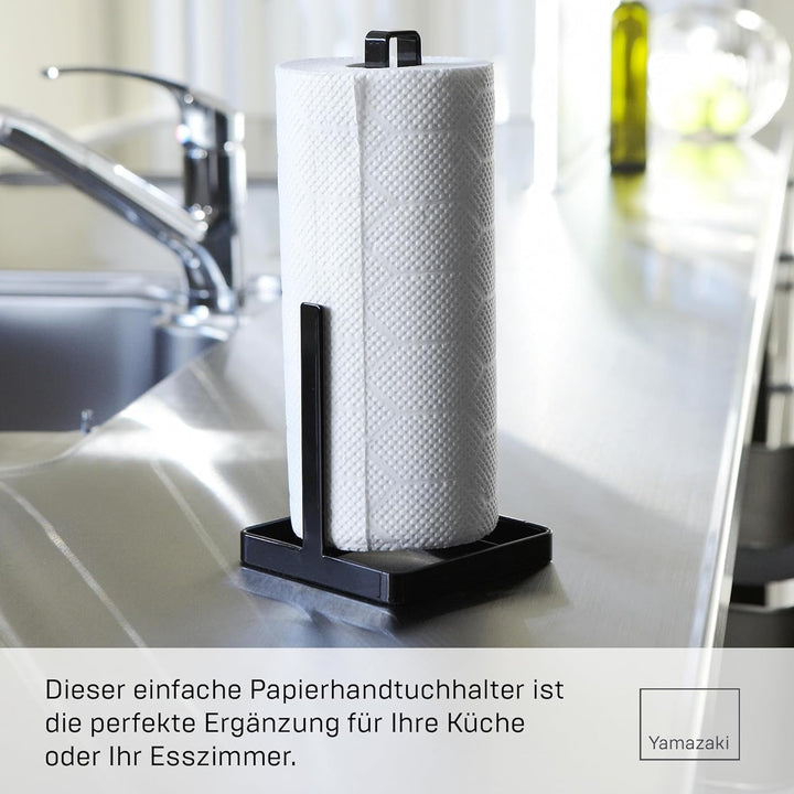 Yamazaki 6782 TOWER Küchenrollenhalter, Black, Stahl, Minimalistisch, 11 x 11 x 26,5 cm Schwarz, Sch