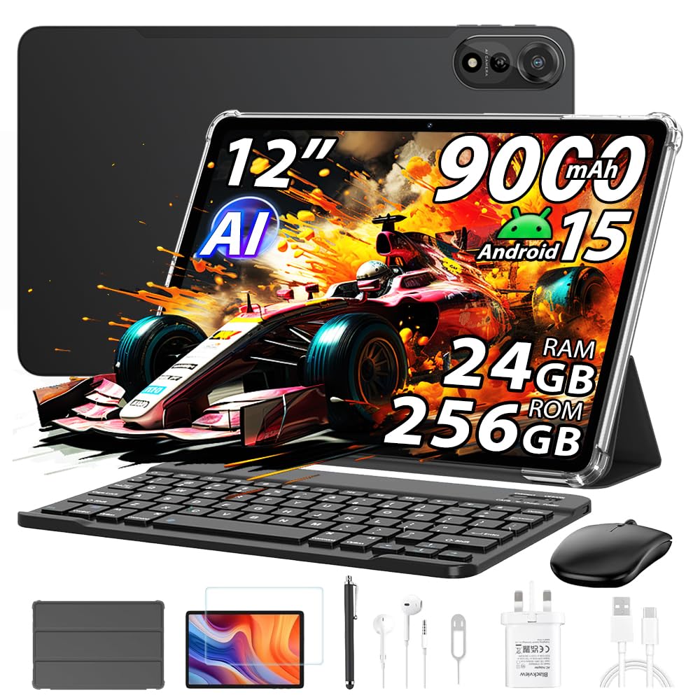 Blackview Mega 2 12 Zoll Tablet Android 15 Tablets, 24GB RAM+256GB ROM, 120Hz 2.4K FHD+ Gaming Table