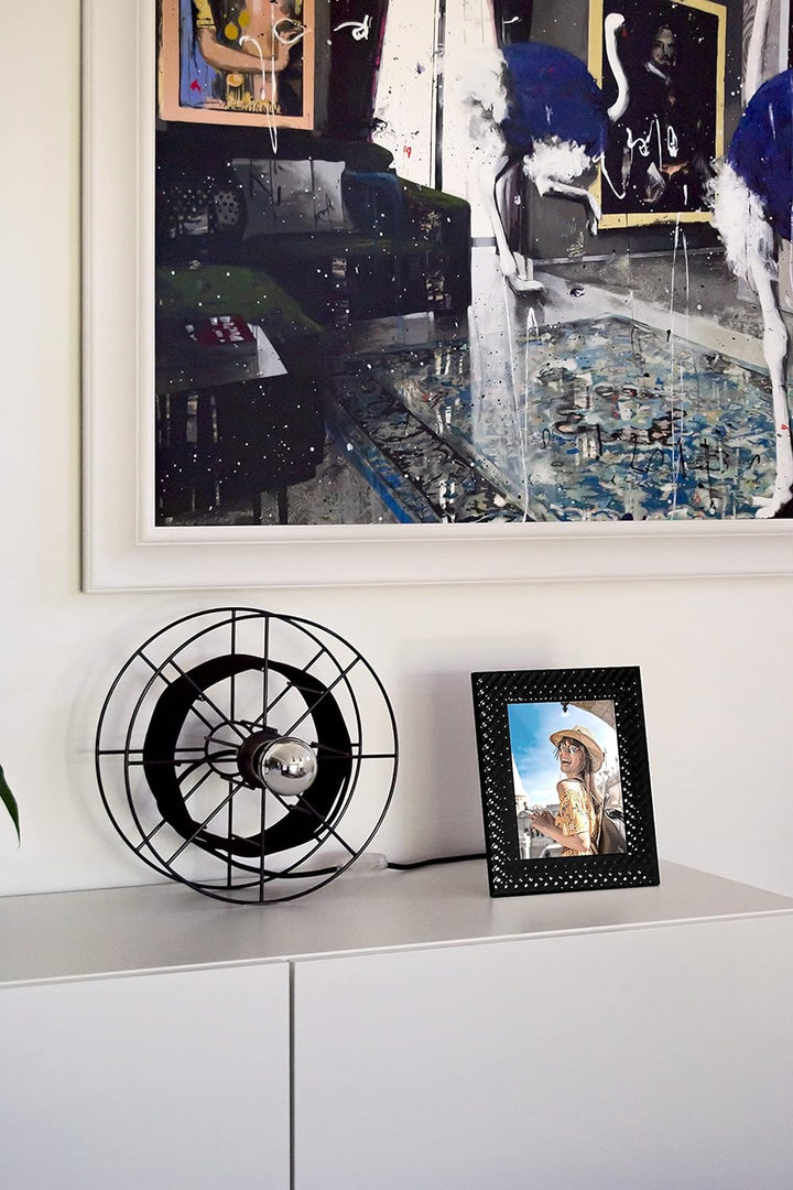 Mareli Bilderrahmen für den Tisch, Emailliertes Metall mit Geflecht Typ Netz, Schwarz, Adatta a Foto