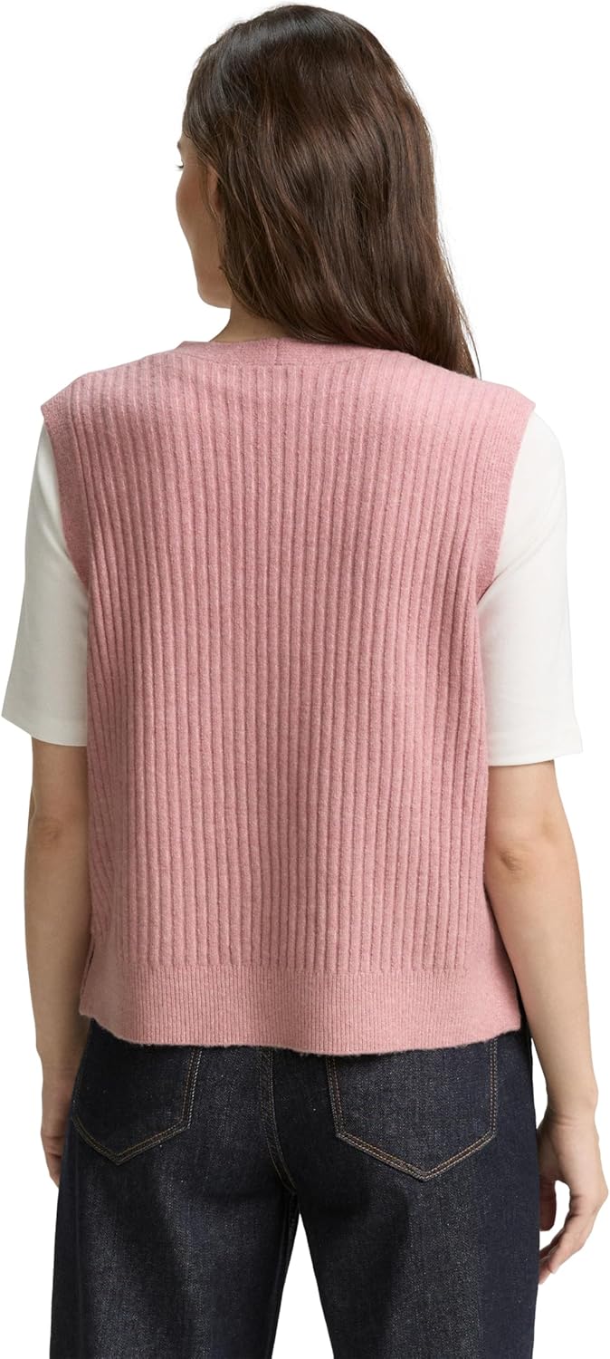 Tom Tailor Damen 1047693 RIPP Pullunder mit V-Ausschnitt XXS 11082 - Morning Pink Melange, XXS 11082