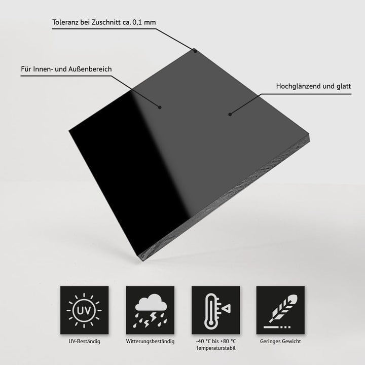Acrylglas PMMA GS Schwarz glänzend Zuschnitt nach Mass Scheibe Grösse Wählbar (8 mm, 500 x 600 mm) 5