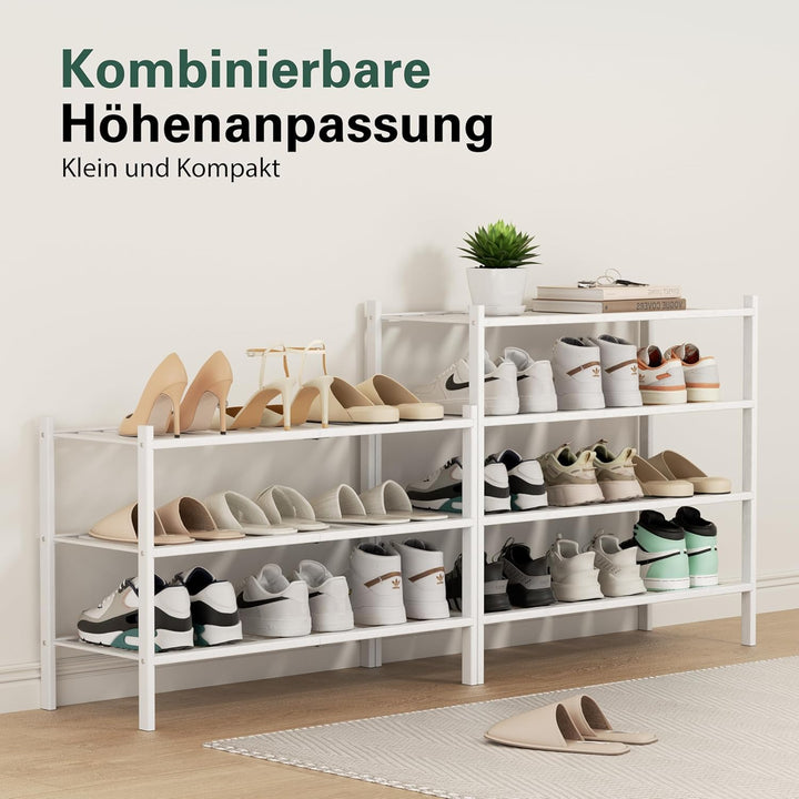 BAM BOO BOX - Schuhregal aus Bambus, Schuhablage mit 4 Ebenen, 68 x 28 x 64 cm, Erweiterbar Stapelba