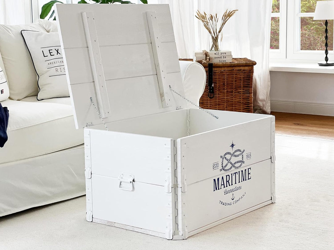 Uncle Joe´s Truhe Maritime Couchtisch Truhentisch im Vintage Shabby chic Style aus Massiv-Holz in We