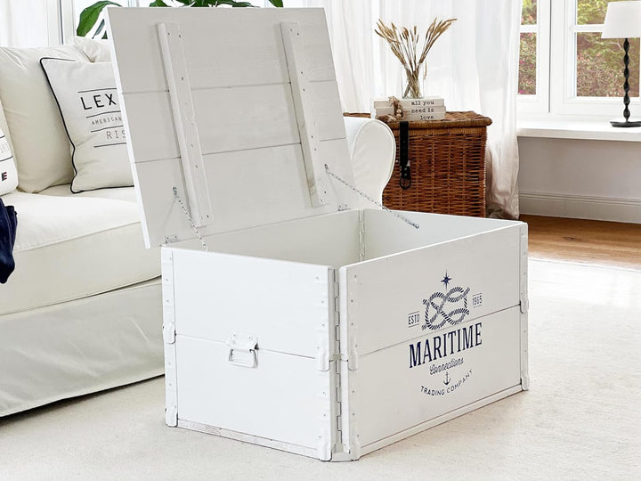 Uncle Joe´s Truhe Maritime Couchtisch Truhentisch im Vintage Shabby chic Style aus Massiv-Holz in We