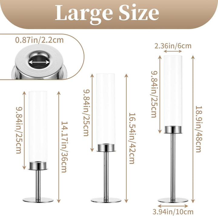 Sziqiqi Kerzenständer Silber Metall für Hochzeit - 48/42/36cm Kerzenhalter Dekorative Stabkerzenhalt