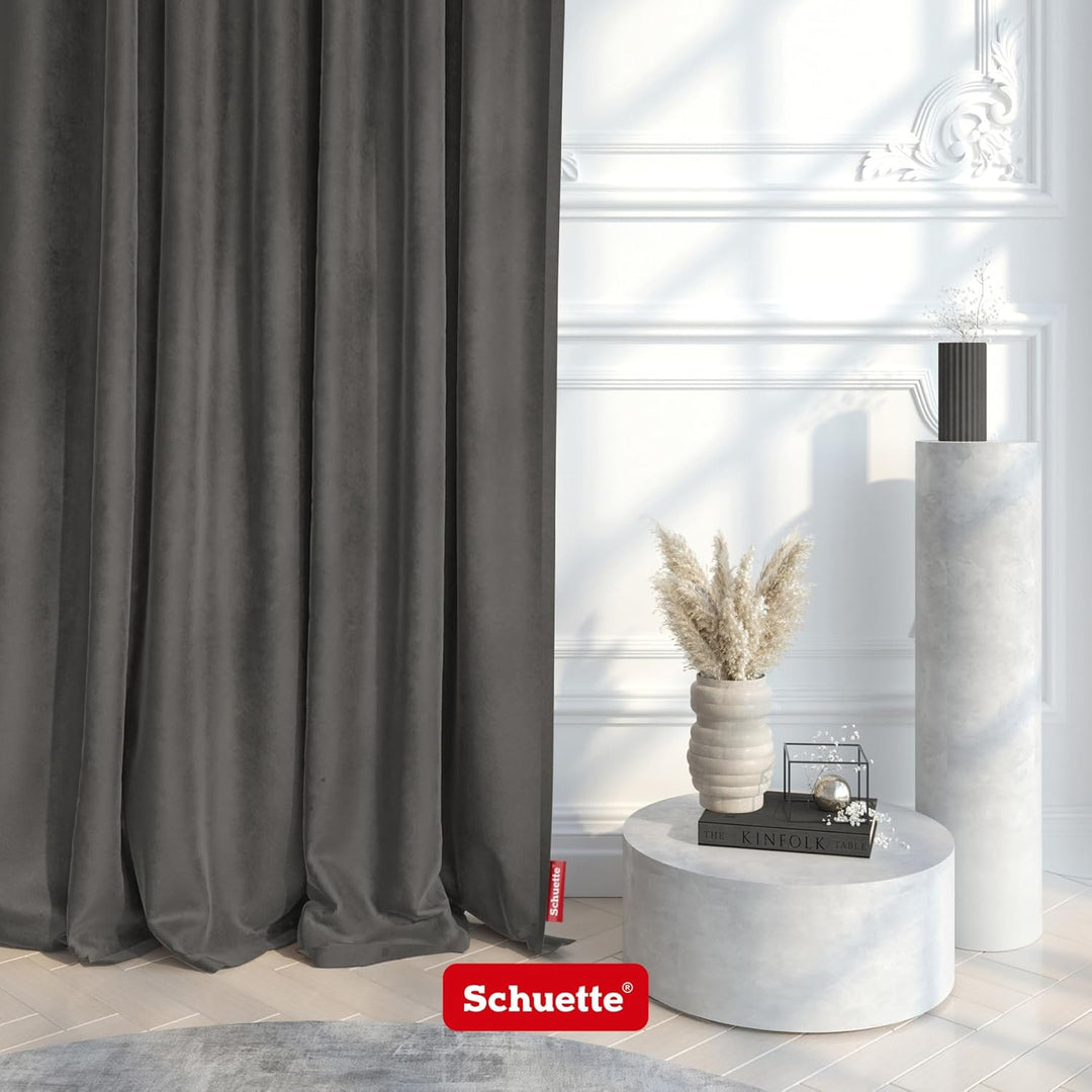 Schuette® Verdunkelungs-Vorhang Gardine mit Ösen ● Millenium Velvet: Great Wolf (Grau) ● 135x130cm B