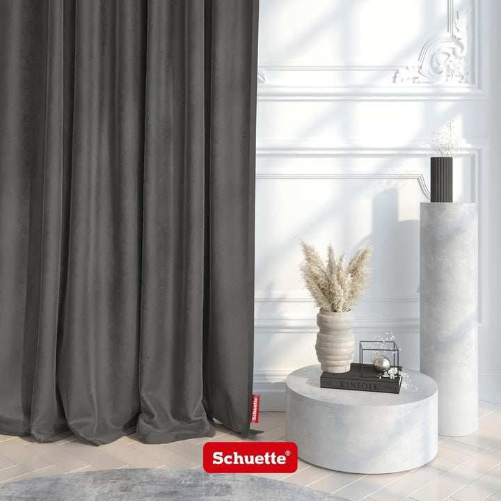 Schuette® Verdunkelungs-Vorhang Gardine mit Ösen ● Millenium Velvet: Great Wolf (Grau) ● 135x130cm B