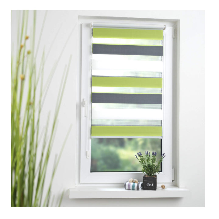 Liedeco® Duo Rollo Klemmfix - 45 x 160 cm grün/grau/weiss (Breite x Höhe) / 3 farbig/transparent lic