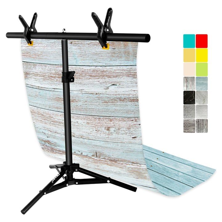 EMART T Form Hintergrund Ständer, T Stativständer Fotohintergrund 68x76cm, Hintergrundsystem mit 7 B