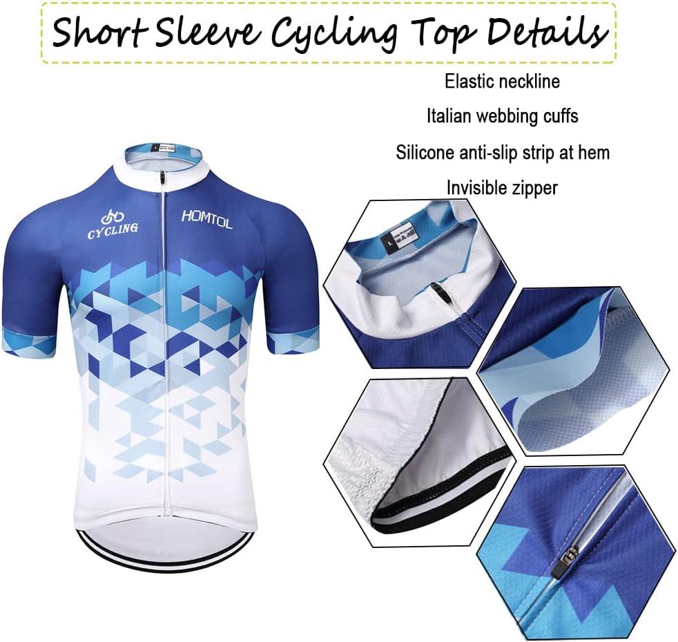 HOMTOL Radtrikot Set Herren Langarm Kurzarm Fahrradbekleidung Fahrradtrikot Triathlon Anzug Herren F