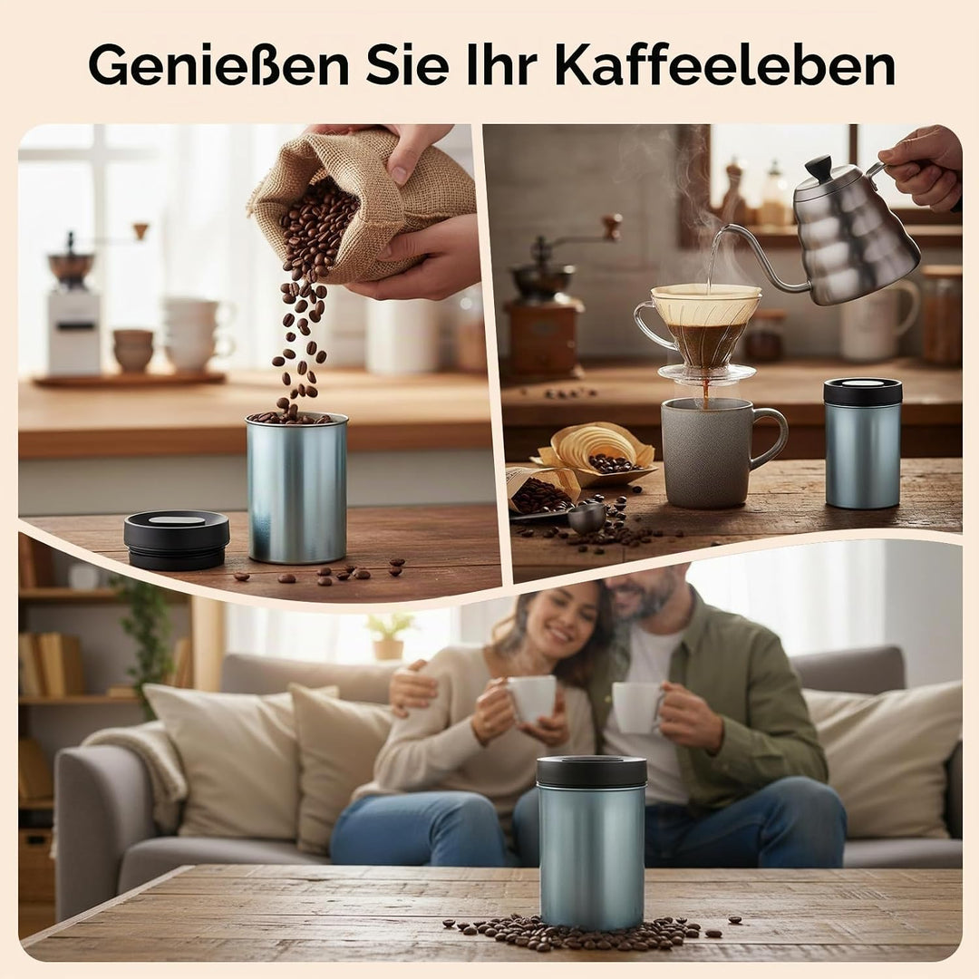 VINATO Kaffeedose Luftdicht Vakuumbehälter Kaffeebohnen Behälter Geeignet für Kaffee, Trockenlebensm