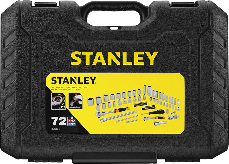 Stanley Fatmax Steckschlüssel-Set (72-teilig, ½“ und ¼“, 6-Kant, im Koffer mit Metalllaschen, für vi