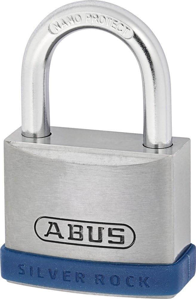 ABUS Vorhängeschloss Silver Rock 5/40 aus massivem Zink - mit Silikon Schutzrahmen - Kellerschloss u