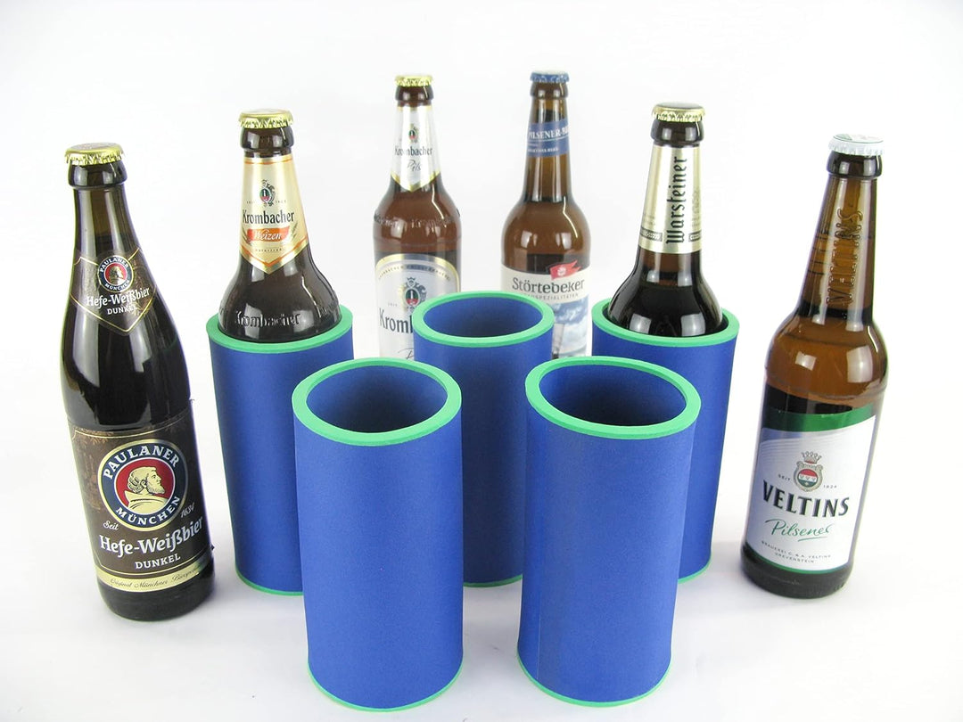 5er Set Blaue Getränkekühler 0,5l Flasche - Bierkühler - Neoprenkühler - passgenau ~Flaschenkühler~