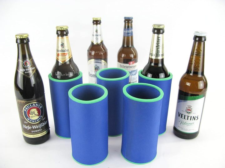 5er Set Blaue Getränkekühler 0,5l Flasche - Bierkühler - Neoprenkühler - passgenau ~Flaschenkühler~