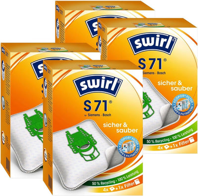 4 Pakete Swirl Staubsaugerbeutel S71 / S 71 MicroPor Plus AirSpace für Siemens Dynapower / Bosch Erg