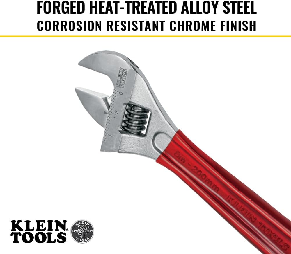 KLEIN TOOLS D507-8 Verstellbarer Schraubenschlüssel, extra Kapazität, geschmiedeter Antriebsschlüsse