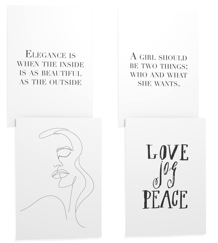 Papierschmiede® Premium Spruchposter Set 4er 50x70 cm (B2), Motiv: Coco Elegance, Fashion Quote, Pos