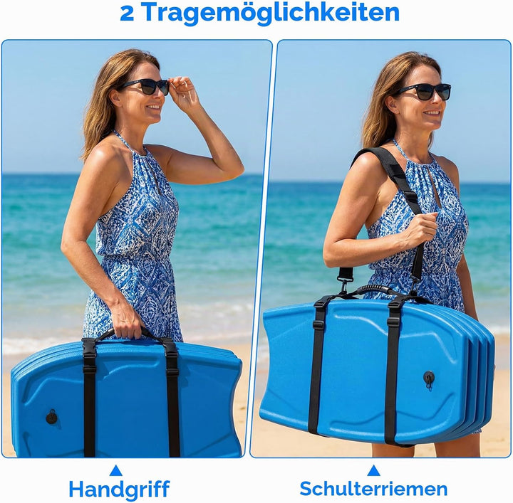 Bodyboard &amp; Skimboard Trageriemen – Mit gepolstertem Schultergurt für freie Hände – Verstellbar, Rob