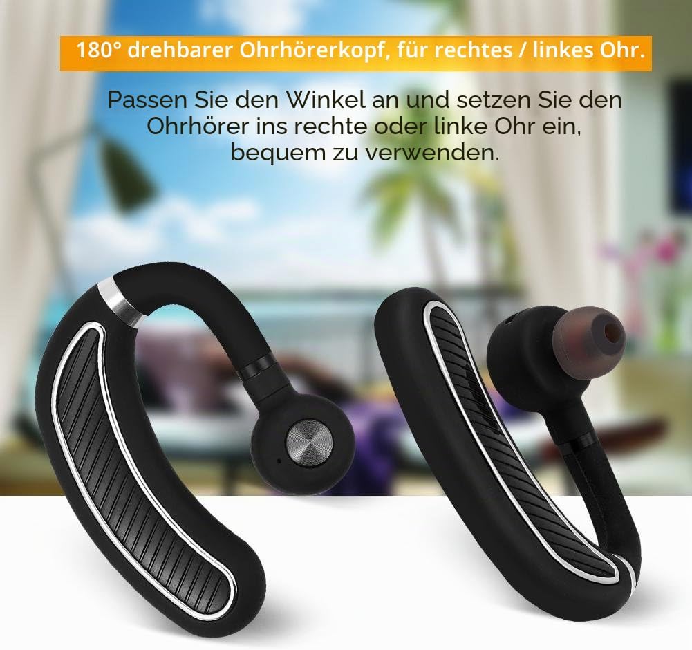 Zerone K21 Business Bluetooth Headset, schweissfeste kabellose Ohrhöre mit aktivem Rauschunterdrücku