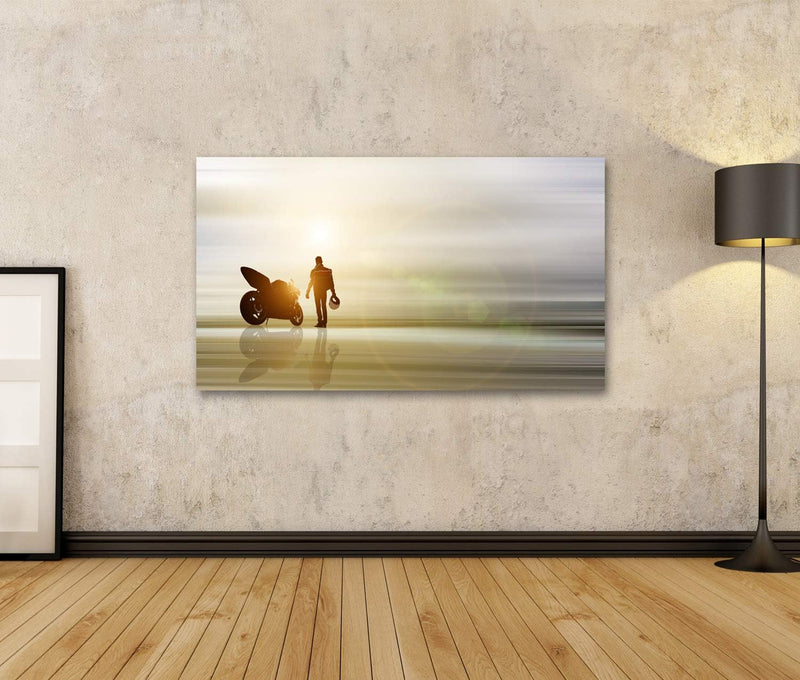 islandburner Bild auf Leinwand Abstrakte Kunst Motorrad Horizont Unscharfer Hintergrund Bilder Wandb