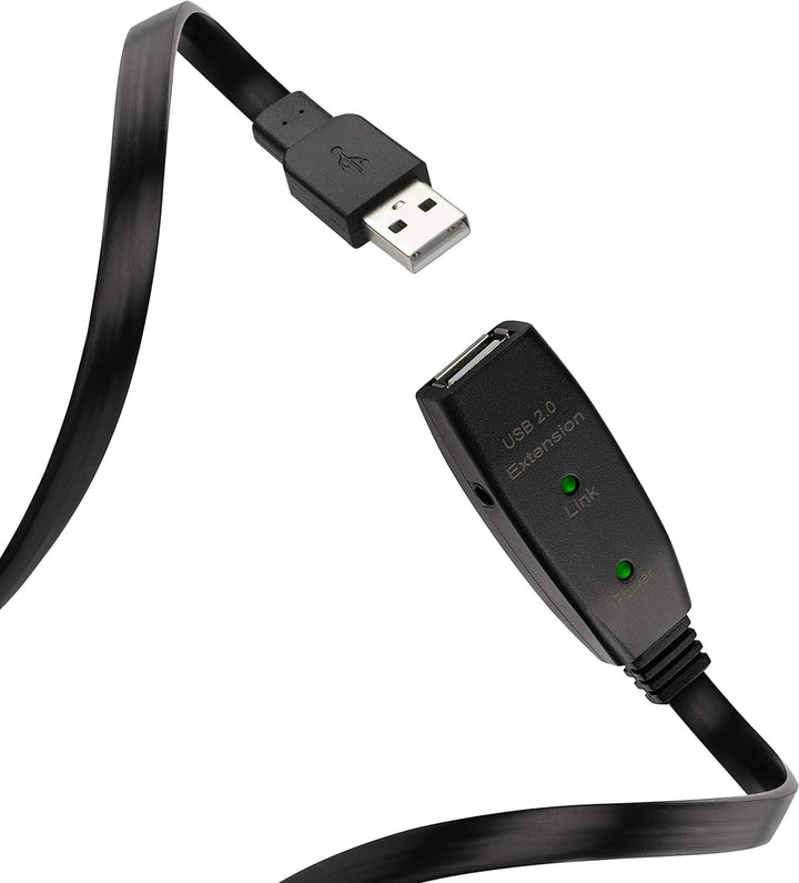 MutecPower 10 m FLACHES USB 2.0 Kabel Stecker auf Buchse mit Verlängerung Chipsatz - aktives USB-Ver