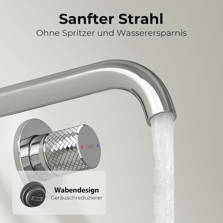 EMKE Waschtischarmatur Unterputz für Wandmontage, Wasserhahn Bad Unterputz, Mischbatterie Waschbecke