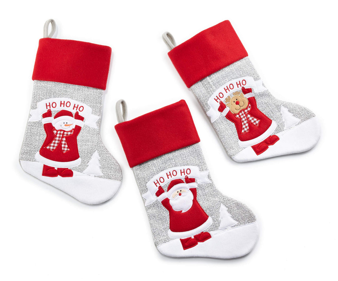 Heitmann Deco Nikolausstiefel-Set 41 cm | Weihnachtsstrumpf zum Befüllen | Nikolaussocke 3er Set mit