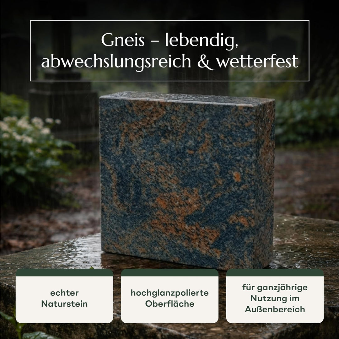designgrab Lampen- und Vasensockel 20x20x5 cm, poliert, wetterfest, Lampen- und Vasensockel Gneis, G