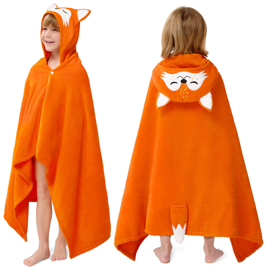 Joiedomi Fuchs-Badeponcho Kinder Kapuzenhandtuch für Kinder–aus 100% Baumwolle –Badetuch für Kinder
