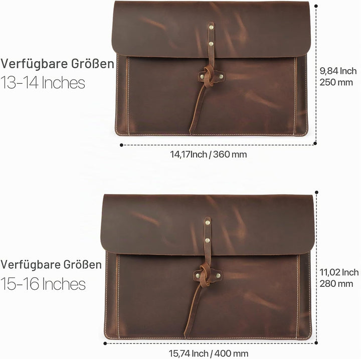 Londo Real Grain Leather MacBook Pro Case with Front Pocket &amp; Flap Closure (Zimt, 15-16 Zoll), OTTO5