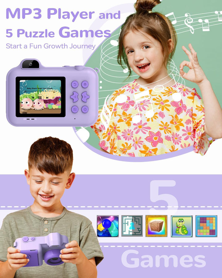 JoJoego Kinderkamera Sofortbildkamera, 2,4-Zoll 24MP Kinder Digitalkamera mit Selfie,1080P HD Dual-K