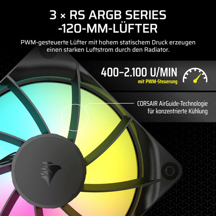 CORSAIR Nautilus 360 RS ARGB CPU-Flüssigkeitskühler – 360mm AIO – Geräuscharm – Direkter Mainboard-A